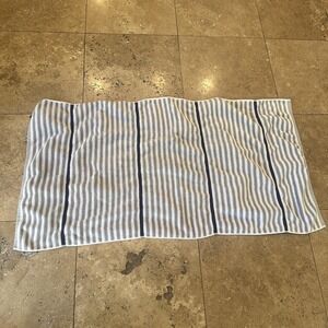 VTG Tommy Hilfiger Gray Navy Striped Cotton Bath Towel Ribbed Bathroom Everyday
